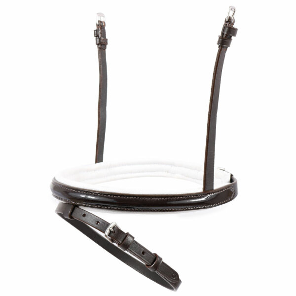 Reithalfter spezial englisch kombiniert LACK braun/silber wei&szlig; unterlegt PONY