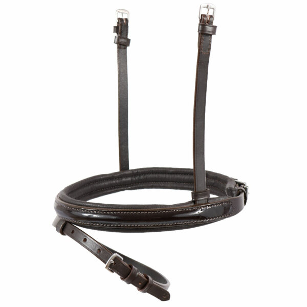 Reithalfter spezial englisch kombiniert LACK braun/silber braun unterlegt FULL