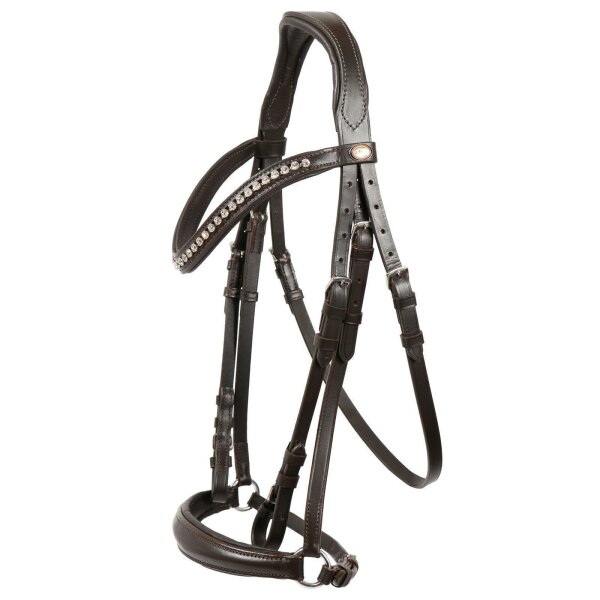 Trense Calgary hannoversches Reithalfter braun/silber COB