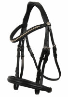 Trense Valluhn schwarz/silber englisches Reithalfter ohne Sperrriemen PONY