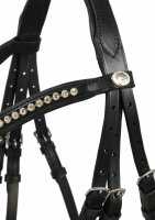 Trense Valluhn schwarz/silber englisches Reithalfter ohne Sperrriemen PONY