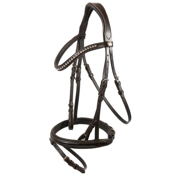 Trense Calgary englisches Reithalfter braun/silber LACK XFULL